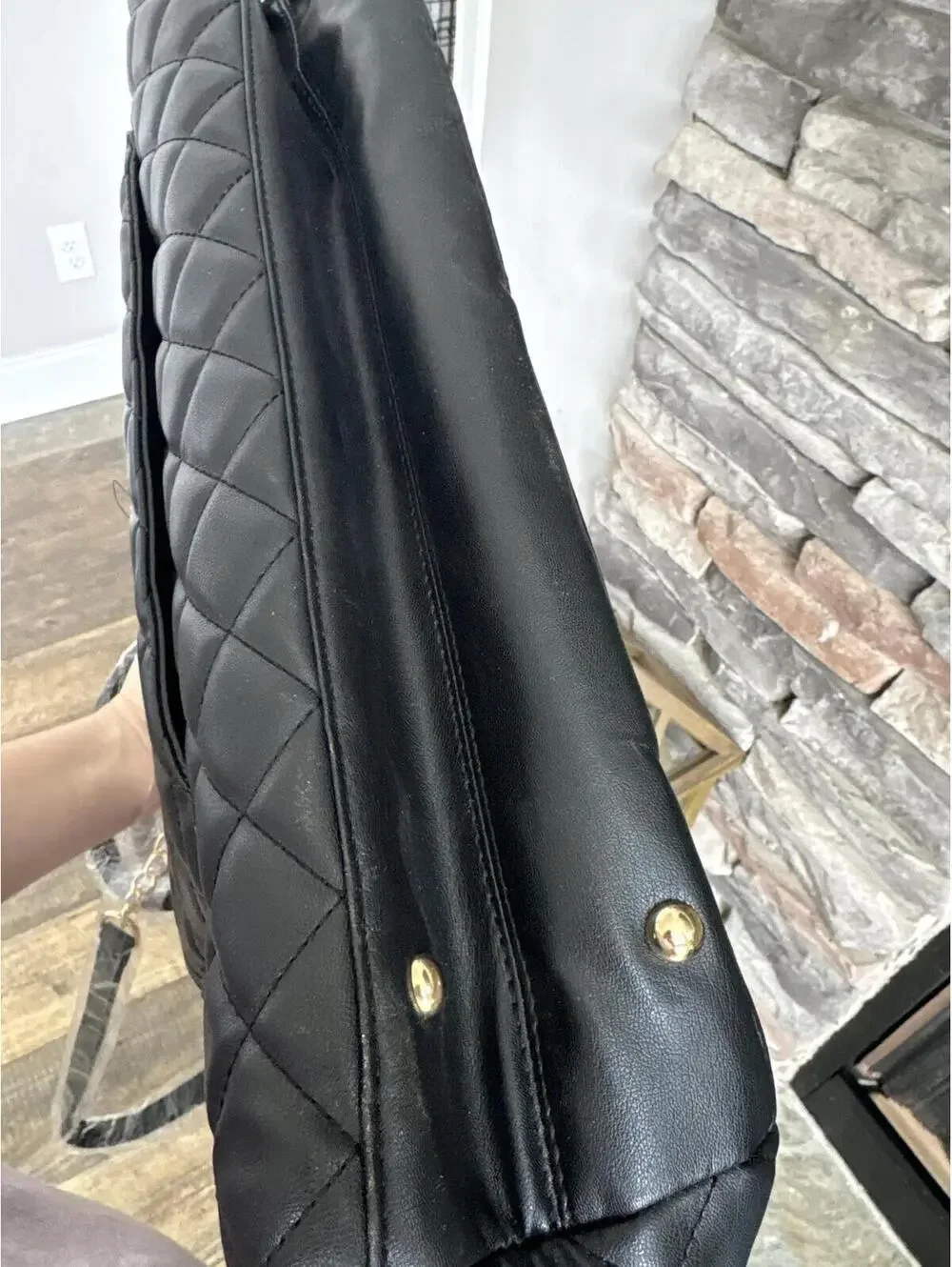 New GG Gilda Paris Quilted Large Black Tote Bag Travel Womens Ladies